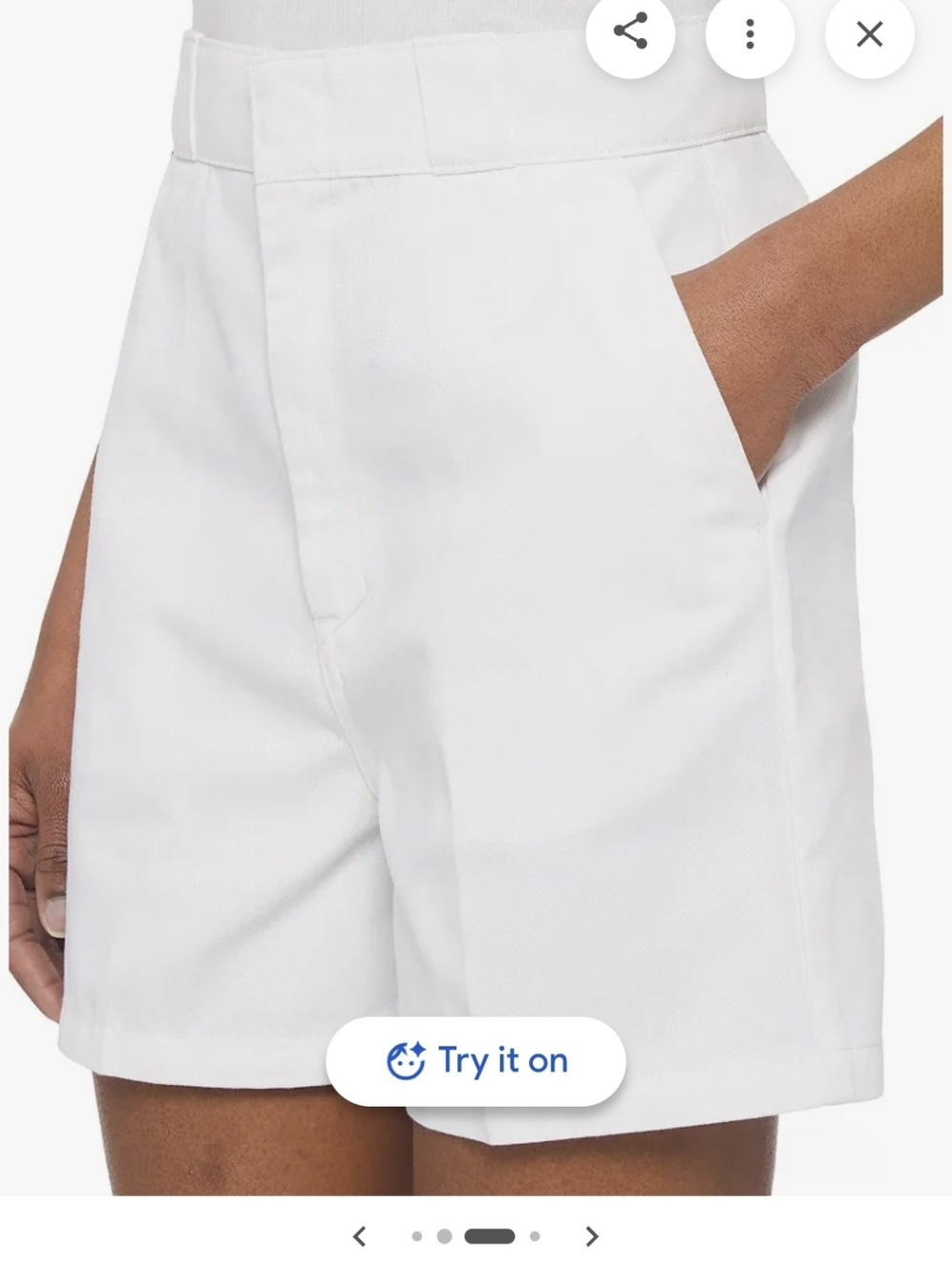 Dickies Women Phoenix White Shorts Hight Waisted 4"inseam  A Line Size S Junior